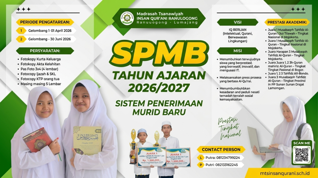 Banner SPMB MTs Insan Qur'ani Lumajang 2026/2027
