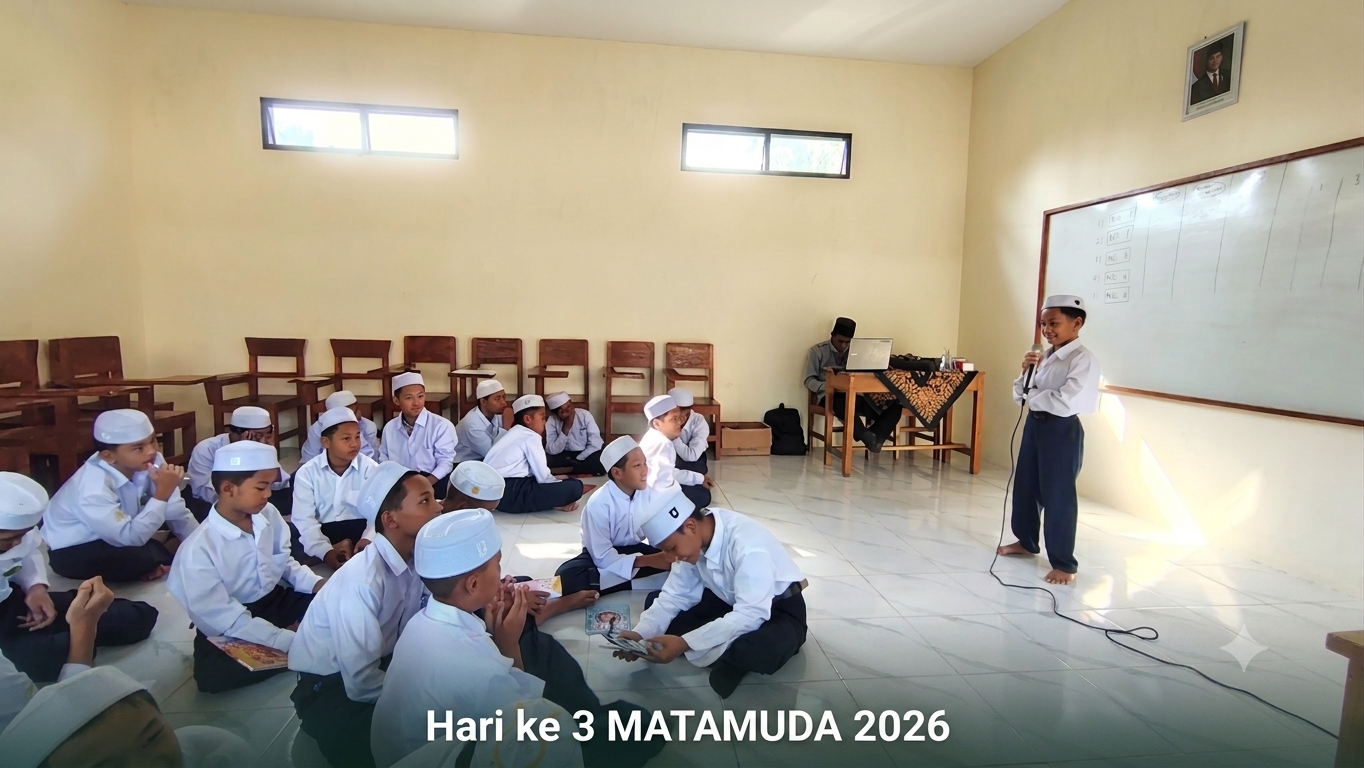 Peserta didik baru mengikuti lomba edukatif pada Hari Ketiga MATAMUDA 2026 di MTs Insan Qur'ani Ranulogong.